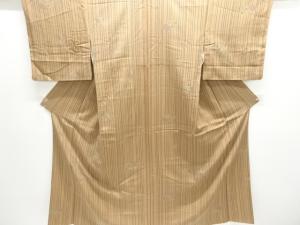 縞に地紙・唐花模様小紋着物